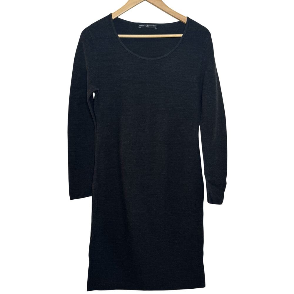 Peruvian Connection 100% Pima Cotton Gray Long Sleeve Knit Dress Medium